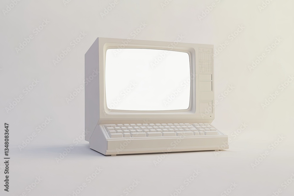 Poster ultra hd image of 3d rendering of retro computer