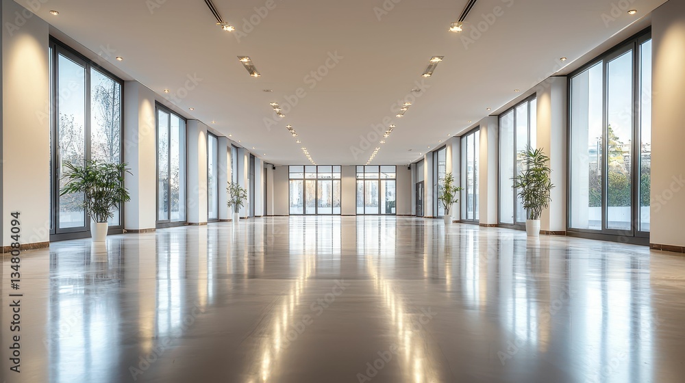 Poster sleek and empty futuristic gallery space with modern design elements