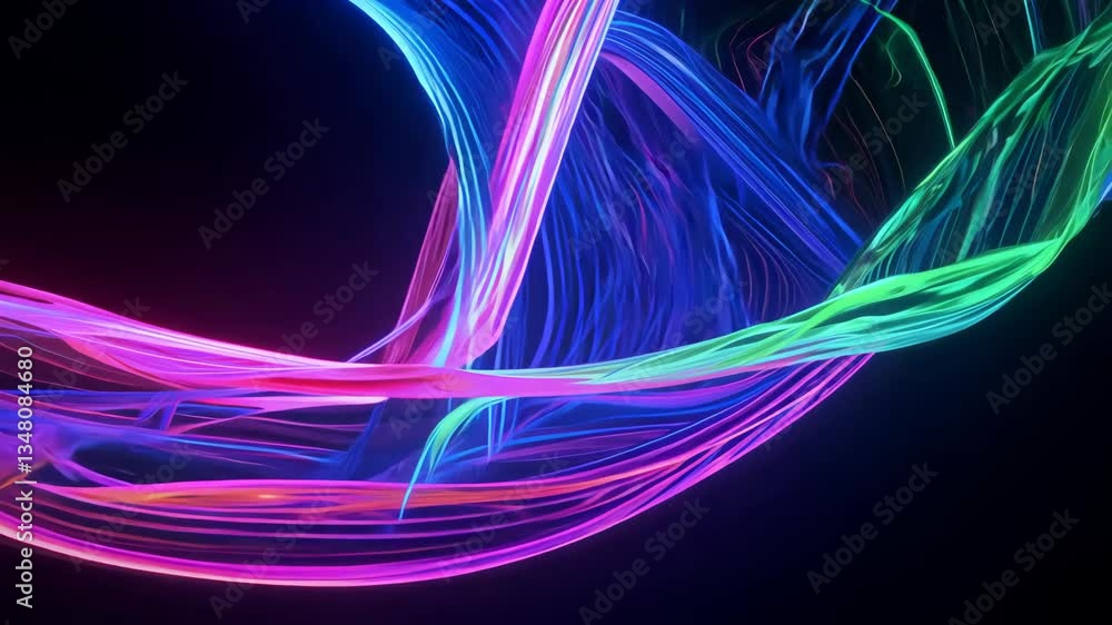Poster abstract flowing neon curves vibrant gradient waveforms in motion - 4k 60.