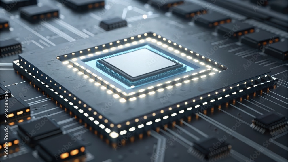 Poster advanced microprocessor representing cutting-edge technology and ai-powered automation systems