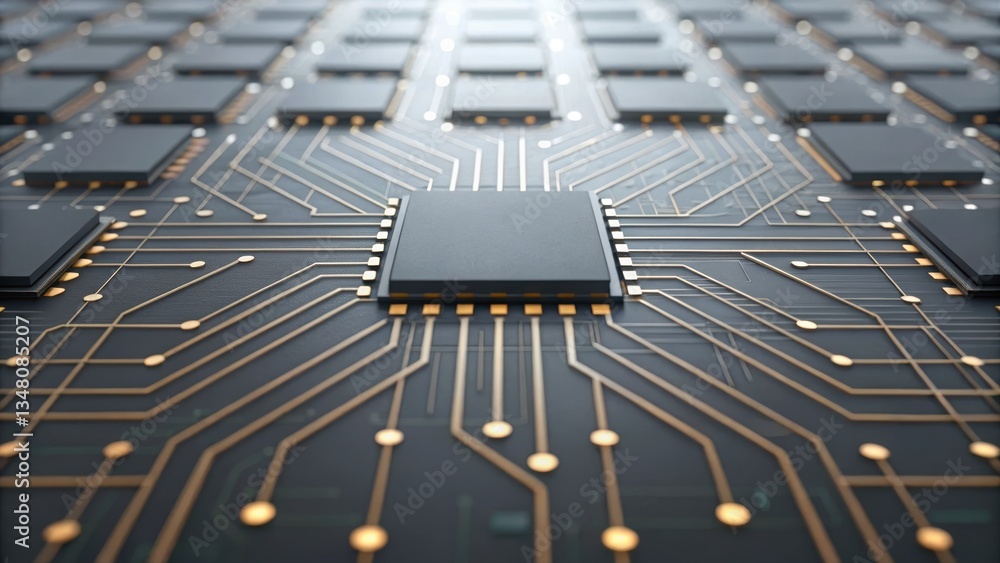 Poster futuristic circuit board illustrating innovative technology and ai-powered automation in modern syst