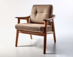 modern wooden armchair with upholstered seat