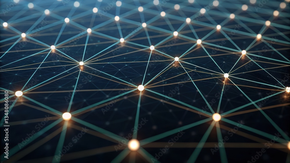 Poster network of connected lines representing a hyperconnected digital world with futuristic design