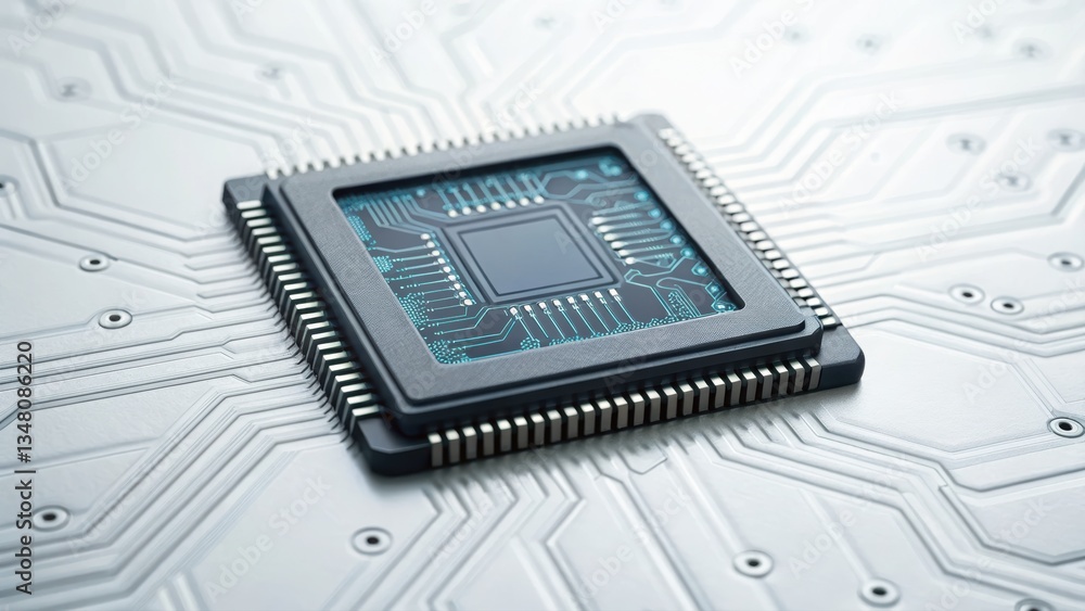 Poster innovative ai-powered automation chip for advanced technology and microscopic integration in devices