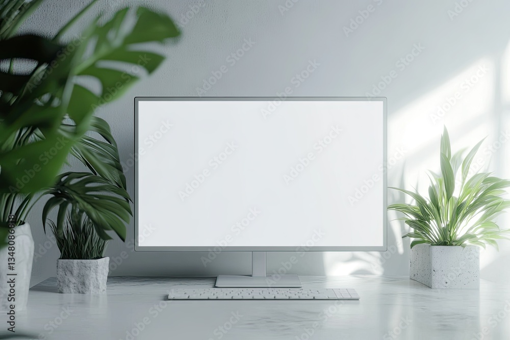 Poster flawless image of blank monitor in 3d rendering design