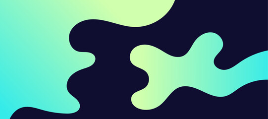 Abstract colorful geometric liquid dynamic on dark blue background.