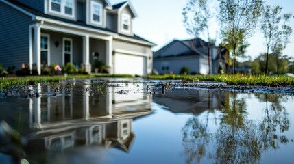 Fototapeta premium Residential House with Frequent Drain Issues and Standing Water
