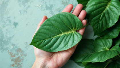 Bay leaves HD image. Fresh bay leaves on palm hand HD wallpaper