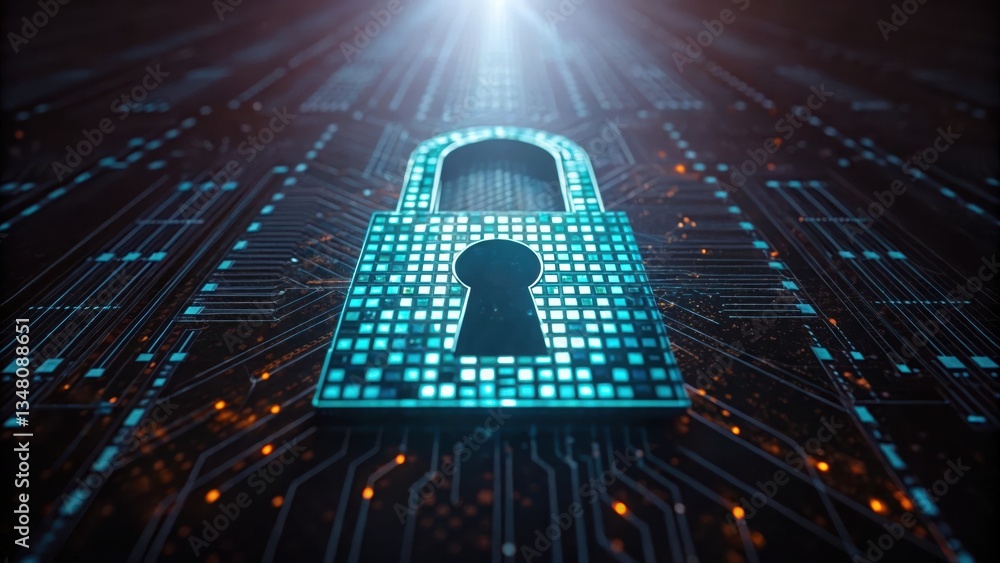 Poster padlock on a notepad symbolizing zero-day cyber threats and unseen attack vulnerabilities in securit