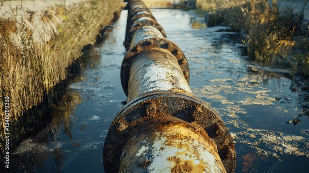 Poster thick rust inside aging pipeline causing water contamination issues