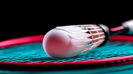 Closeup of Badminton Racket and Shuttlecock