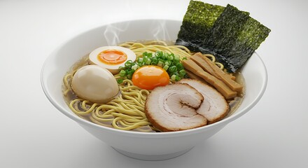 Traditional Japanese Ramen Bowl - Close-Up of Steaming Comfort Food