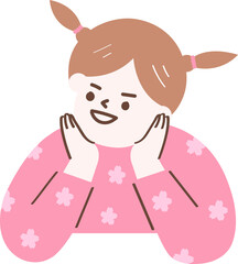 Girl Resting Chin on Hands in Spring