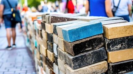 Stack of Colorful Rectangular Bricks