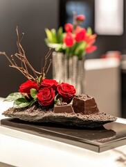 Red Roses and Chocolate Arrangement