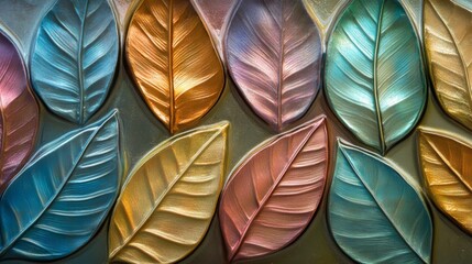 Vibrant Tropical Leaves Displaying Rich Colors and Textures