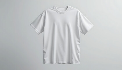 White T-Shirt on Light Gray Background, Isolated Clothing Product Shot