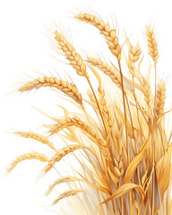 .Illustration of trees, leaves, grass and various botanical elements on a white background.