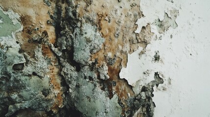 Closeup Weathered Wall Texture Brown Gray Green Paint Peeling