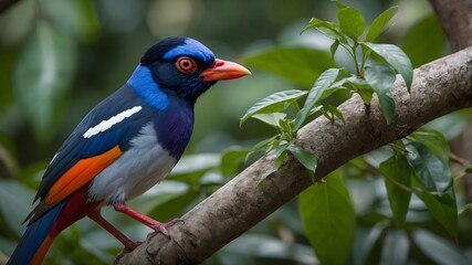 Obraz premium Enchanted Ascent: The Sri Lanka Blue Magpie’s Majestic Flight