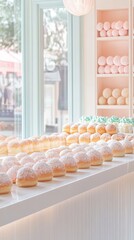 Powdered Sugar Doughnuts Bakery Display