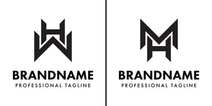 Letters WH or MH Monogram Logo, suitable for any business with WH HW MH HM initials