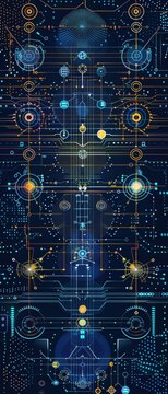 Intricate circuits visualize parallel hash computation and distributed processing reflecting mathematical synchronization and technological efficiency.