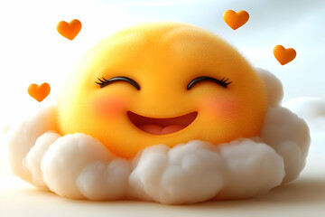 Happy Fuzzy Sun 3D Illustration