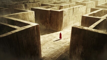 A Solitary Figure in a Concrete Maze
