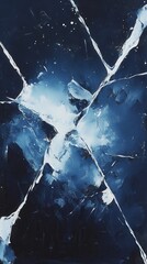 Abstract Blue Fractured Canvas Art