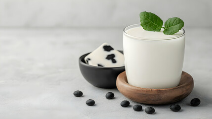 Glass of Yogurt with Cheese and Blueberries