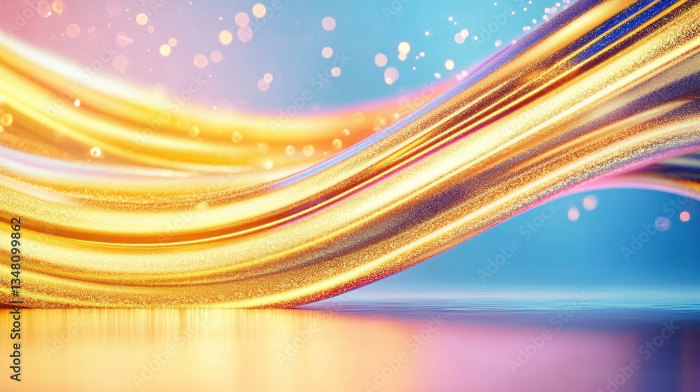 Poster golden light swirls gracefully across a vibrant blue backdrop, creating an enchanting display of col