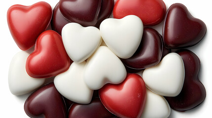 Heart Shaped Candies in Red White and Brown