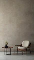 Ivory-colored wall texture with a rough concrete floor