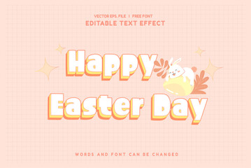 Editable text effect Happy Easter Day 3d cartoon template style premium vector.Free vector text effect editable modern lettering typography font style