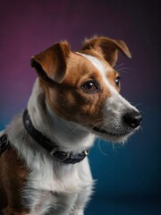 Jack Russell Terrier portrait with a studio color background