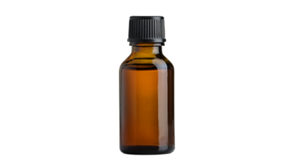 Amber bottle on black background