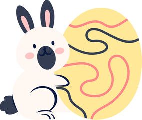 Easter Cute Bunny and Egg Illustration