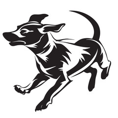 Fototapeta premium dynamic logo featuring stylized dog in motion, showcasing agility and energy. design captures essence of playful and spirited canine, making it perfect for pet related branding