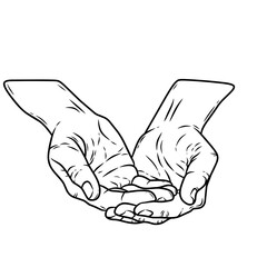 vector two palms facing up showing a pose for praying, asking, holding something