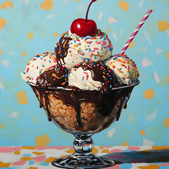 Delicious Ice Cream Sundae Illustration