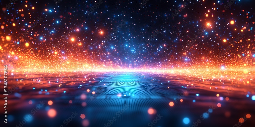 Poster stunning digital background with glowing particles creating a cosmic illusion : generative ai