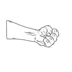 vector hand with a pose of clenching the fist tightly