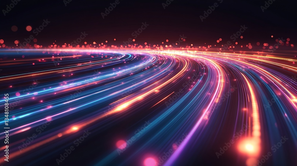 Poster Dynamic and colorful light trails sweeping across the frame creating a sense of motion and energy : Generative AI