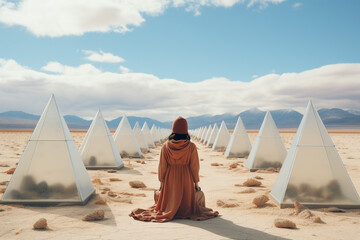 pyramids, shrouded in enigmatic tales and myths, are embraced by boundless desert and unobstructed sky, creating an eternal ambiance that captivates senses