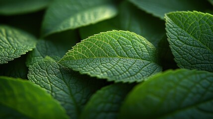 Vibrant Green Mint Leaves Fresh Herbal Texture