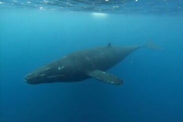 Fototapeta premium A Whale Swimming in a Protected Marine Sanctuary