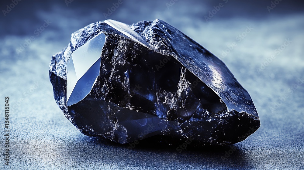 Aufkleber stunning black obsidian mineral rock showcasing smooth edges and intriguing light reflections : gene