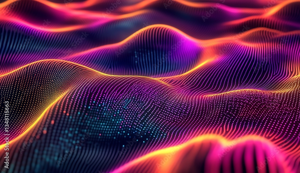 Aufkleber Mesmerizing vibrant abstract waves filled with colorful lights and flowing patterns in high definition : Generative AI