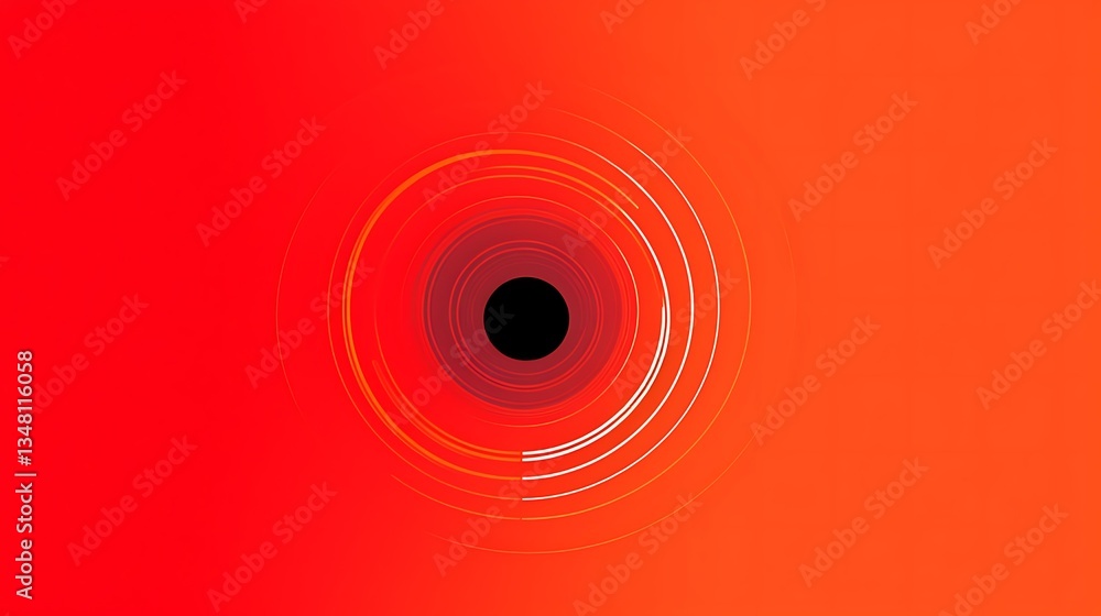 Poster abstract red circular design with central black void
